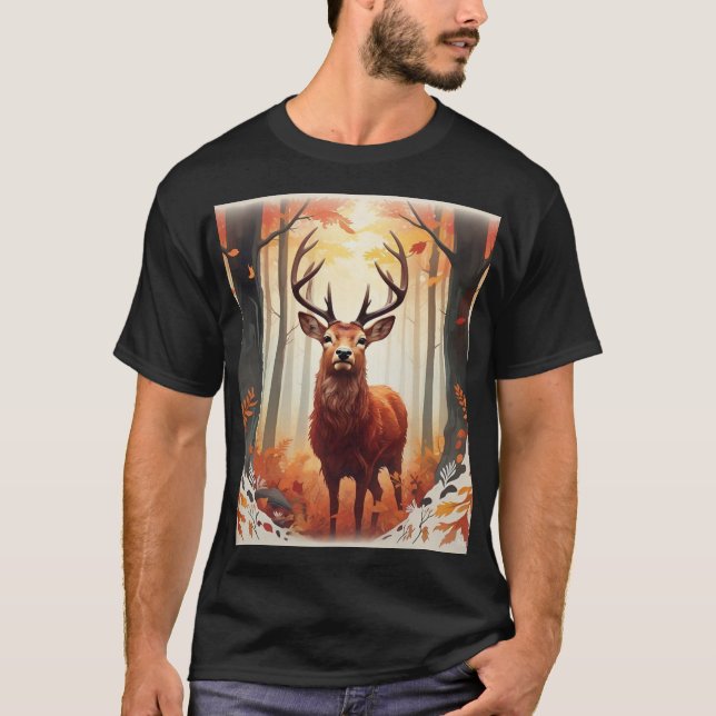 Curioso veado vermelho numa Design de camiseta ser (Frente)