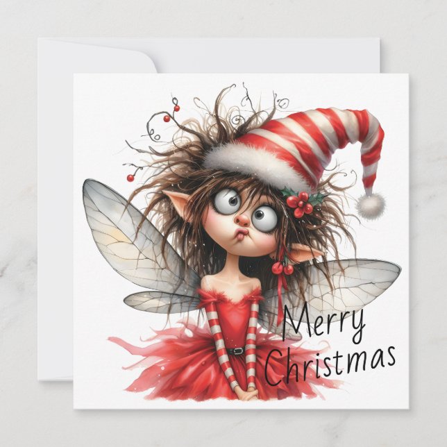 Curious Christmas Fairy – Holiday Card (Frente)