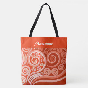 Curls Vermelhos De Fibra Vibrante Nomeados Tote Ba