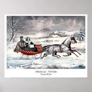 Currier & Ives - poster - a ESTRADA, INVERNO