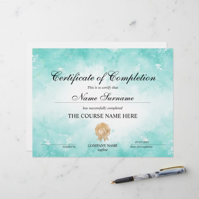 Curso de Prêmio de Certificado de Conclusão Modern (Frente/Verso In Situ)