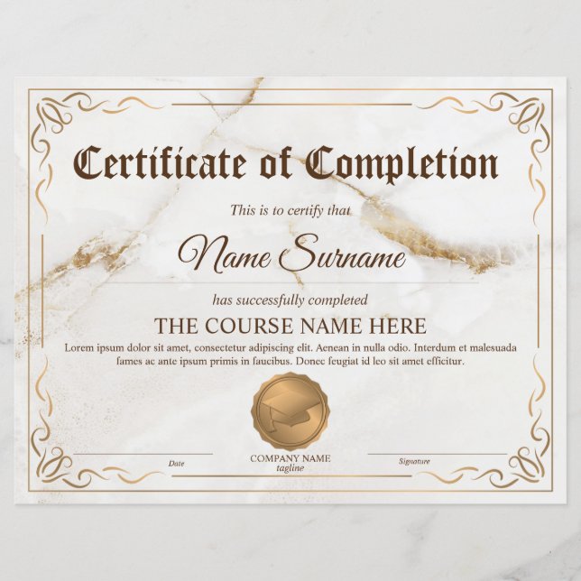 Curso de Prêmio Diploma Certificado de Conclusão (Frente)