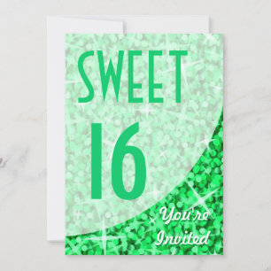 Curva verde Glitz Convite "Sweet 16"
