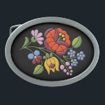 Curvatura Bordado-Húngara do oval da arte popular<br><div class="desc">Design autêntico do bordado de Hungria na fivela de cinto oval. A arte do bordado de Kalocsai era nascida na segunda metade do século XIX. Original o bordado era somente branco e os padrões do bordado foram compo meramente por furos. No fim do século XIX, a arte do bordado de...</div>