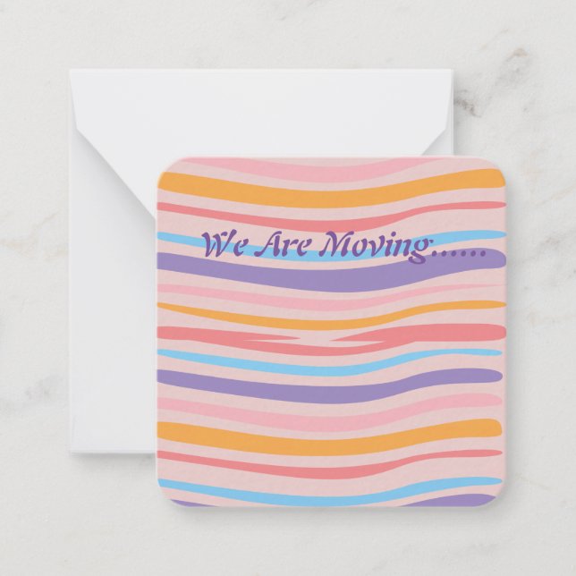 Curve Lined Estamos Movendo Cartão De Nota (Frente)