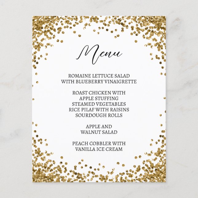 Curved Gold Glitter White Menu (Frente)