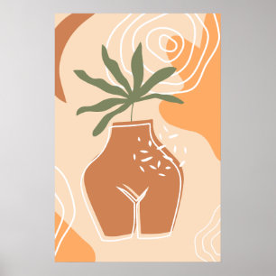 Curvy Vase Abstrato Boho Art Poster