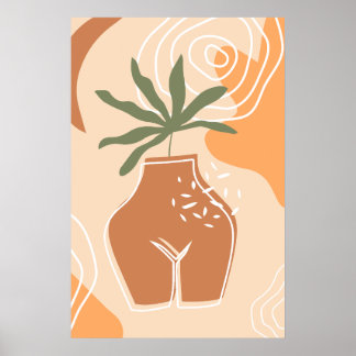 Curvy Vase Abstrato Boho Art Poster