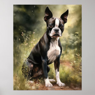 Custa Boston Terrier Dog Art Impressão Poster