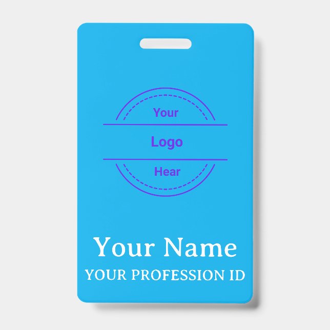 Custo do Crachá de ID Personalizado Azul Céu Moder (Frente)