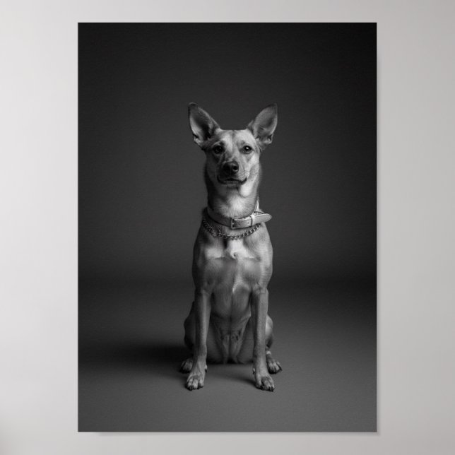 Custom 4K Black & White Pet Portrait Poster (Frente)