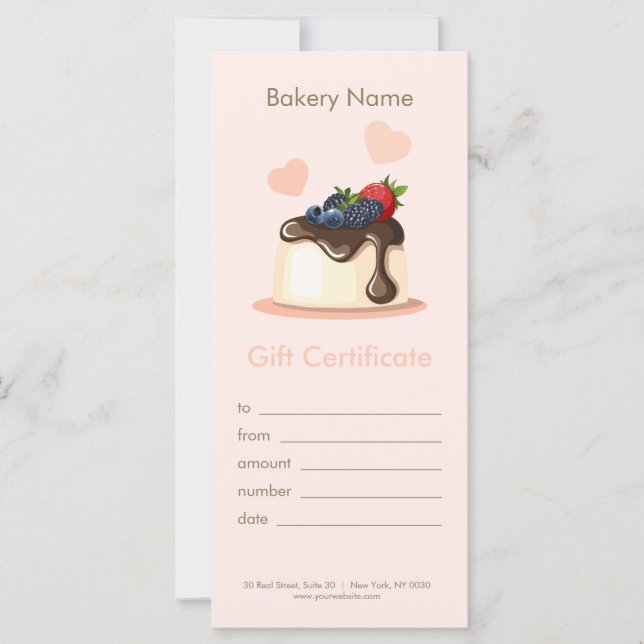 Custom Bakery Gift Certificate  (Frente)
