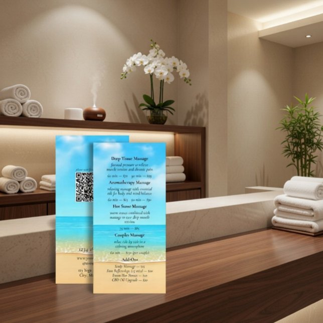 Custom Beach Spa Massage Services Menu Flyer (Criador carregado)