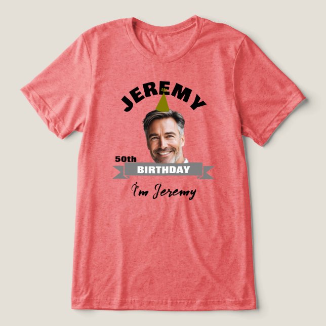 Custom Birthday Shirt with Name, Year & Photo (Design frontal)