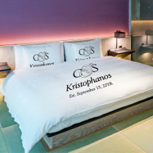 Custom Black Script Monogram Initials Wedding Gift