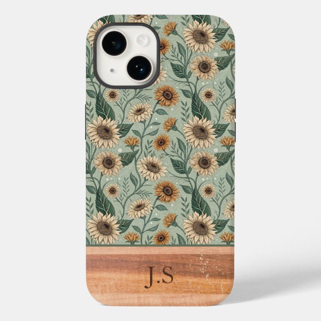 Custom Boho Sunflowers Wood Effect (Verso)