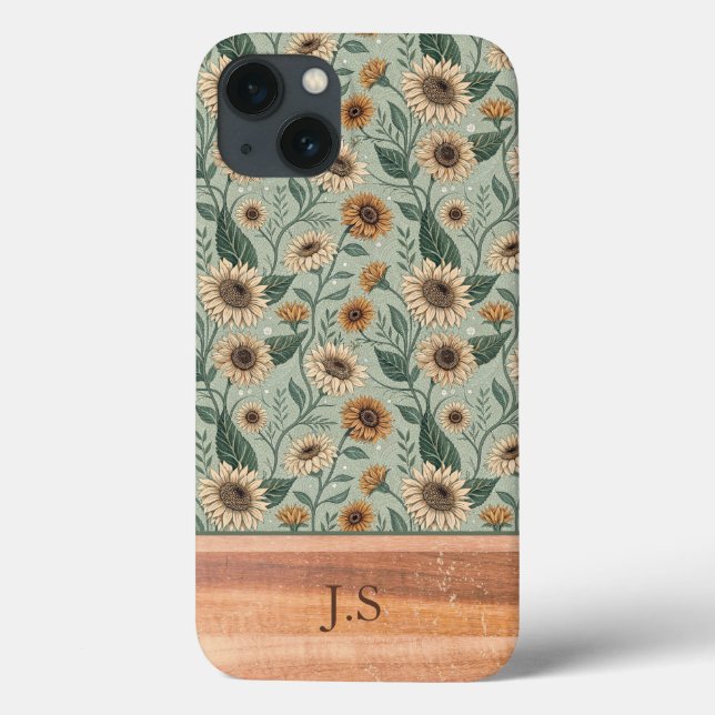 Custom Boho Sunflowers Wood Effect (Verso)