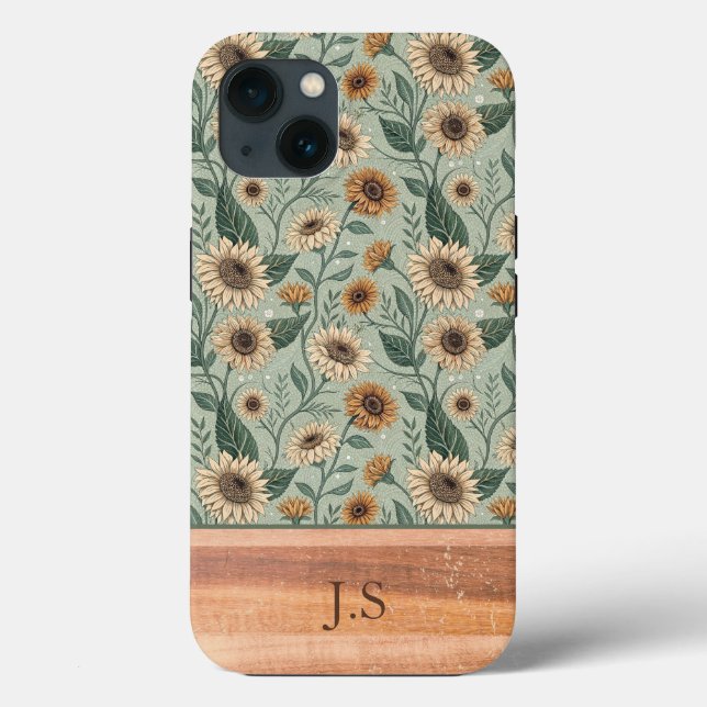 Custom Boho Sunflowers Wood Effect (Verso)