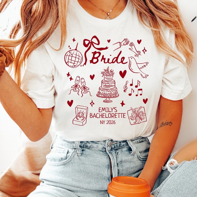 Custom Bride Coquette Red Bow Bachelorette Party (Criador carregado)