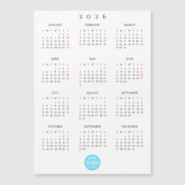 Custom Business Logo 2026 Calendar Holiday Cards (Frente)