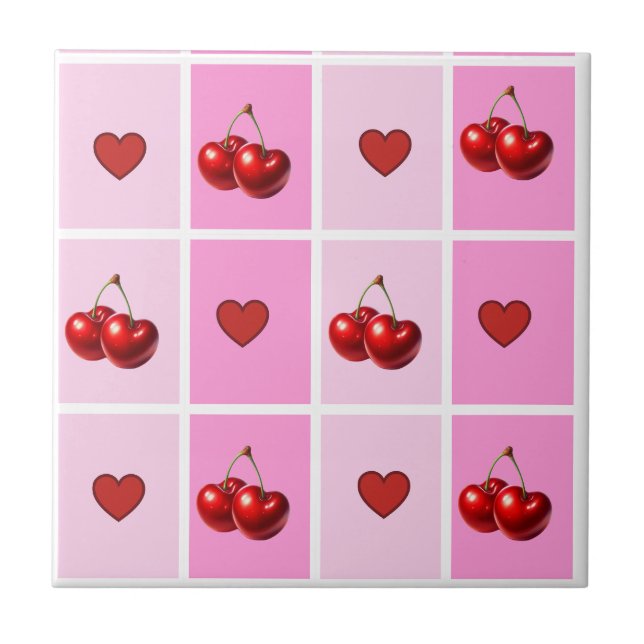 Custom Cherry Heart Checkerboard Pattern (Frente)