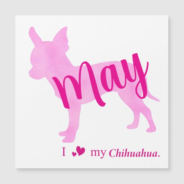 Custom Chihuahua Magnet Pastel Pink Silhouette (Frente)