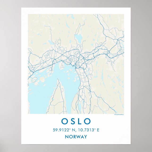 Custom City Map Oslo Norway Wall Art Poster (Frente)