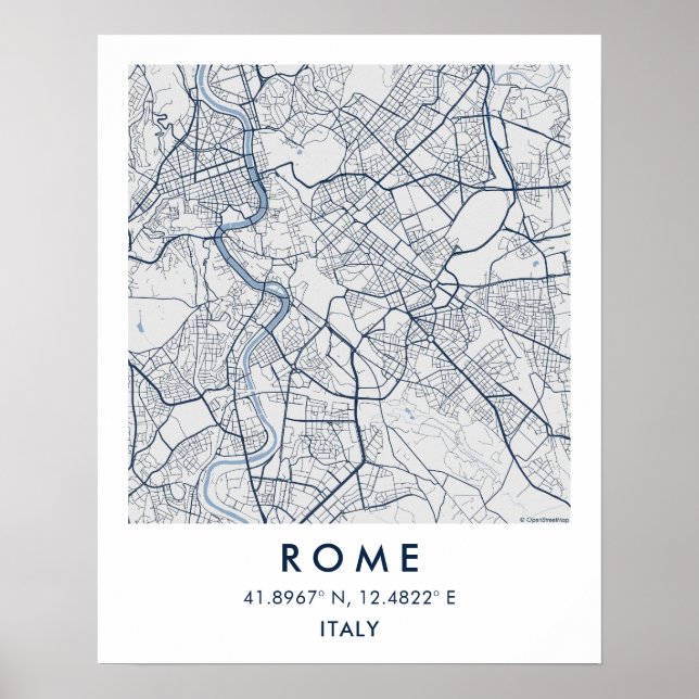 Custom City Map Rome Italy Wall Art Poster (Frente)