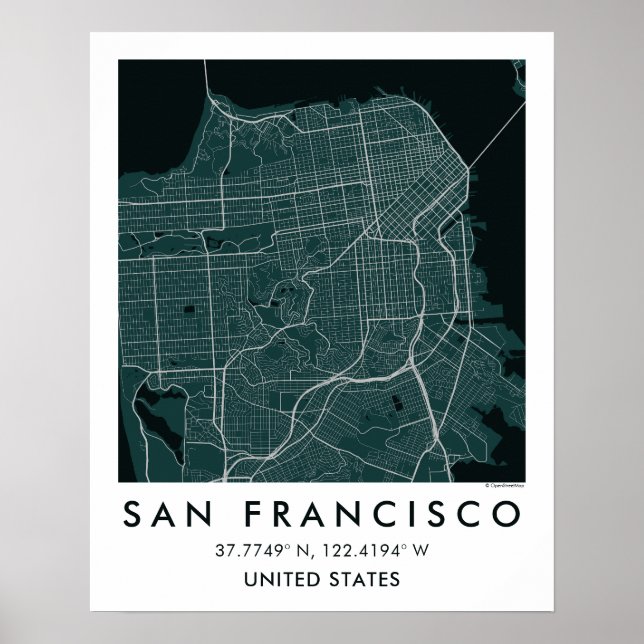 Custom City Map San Francisco Wall Art Poster (Frente)