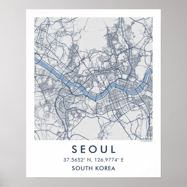 Custom City Map Seoul South Korea Wall Art Poster (Frente)