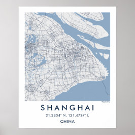 Custom City Map Shanghai China Wall Art Poster