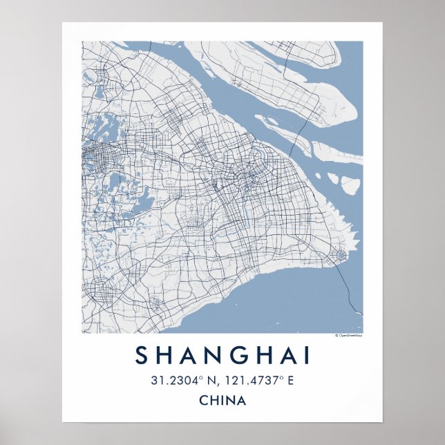 Custom City Map Shanghai China Wall Art Poster (Frente)