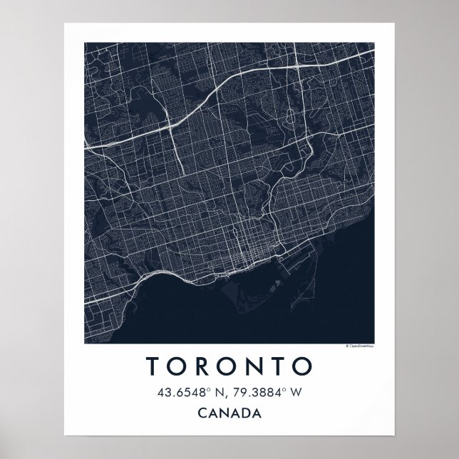 Custom City Map Toronto Canada Wall Art Poster (Frente)