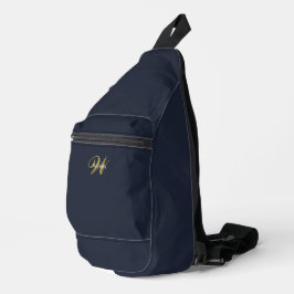 Custom Clean Navy Blue Gold Initial Monogram