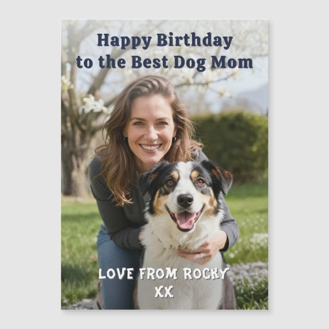 Custom Dog Mom Birthday Photo Magnetic Card (Frente)