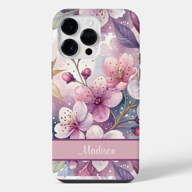 Custom Elegant Watercolor Cherry Blossom Sakura (Verso)