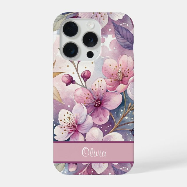 Custom Elegant Watercolor Cherry Blossom Sakura (Verso)