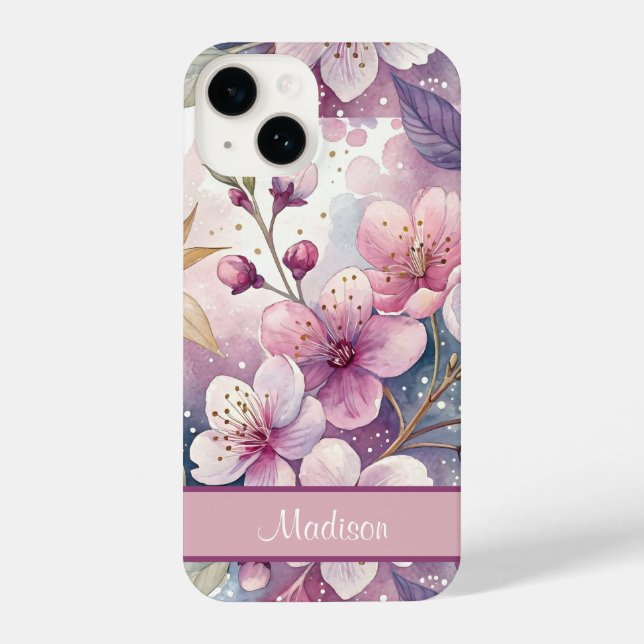 Custom Elegant Watercolor Cherry Blossom Sakura (Verso)