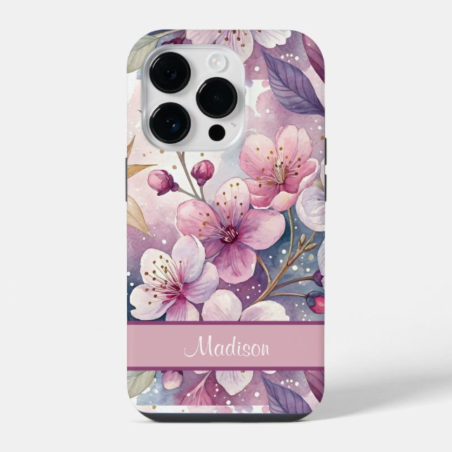 Custom Elegant Watercolor Cherry Blossom Sakura (Verso)