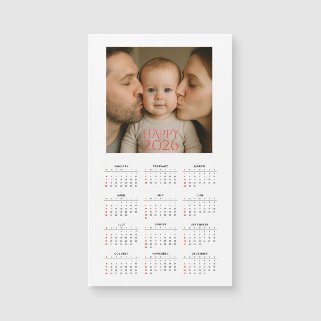 Custom Family Photo 2026 Magnetic Calendar (Frente)