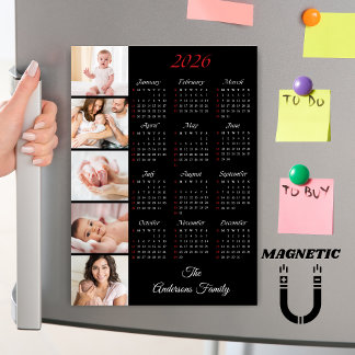 Custom Family Photo Collage 2026 Calendar Magnet