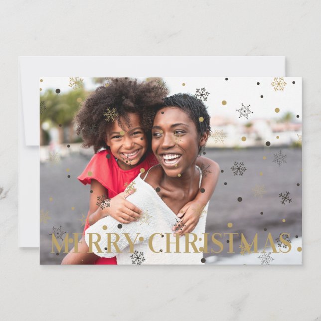 Custom Family Photo Merry Christmas Snowflakes (Frente)