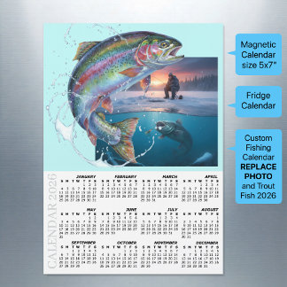 Custom Fishing Fridge Calendar 2026 / Your Photo