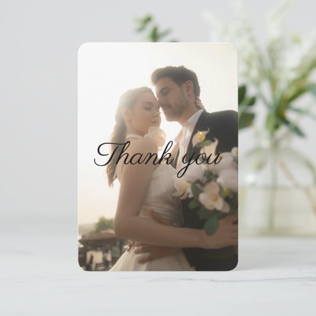 Custom Flat Wedding Thank You Card – Personalized (Em pé/Frente)