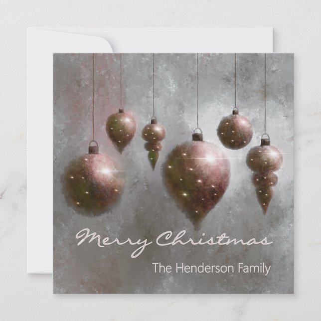 Custom Hanging Christmas Baubles Copper on Silver  (Frente)