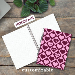 Custom Heart Checkerboard Pattern Bordeaux Pink - 