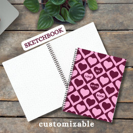 Custom Heart Checkerboard Pattern Bordeaux Pink - 
