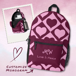 Custom Heart Checkerboard Pattern Bordeaux Pink - 