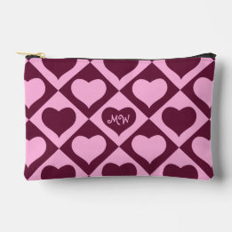 Custom Heart Checkerboard Pattern Bordeaux Pink - 