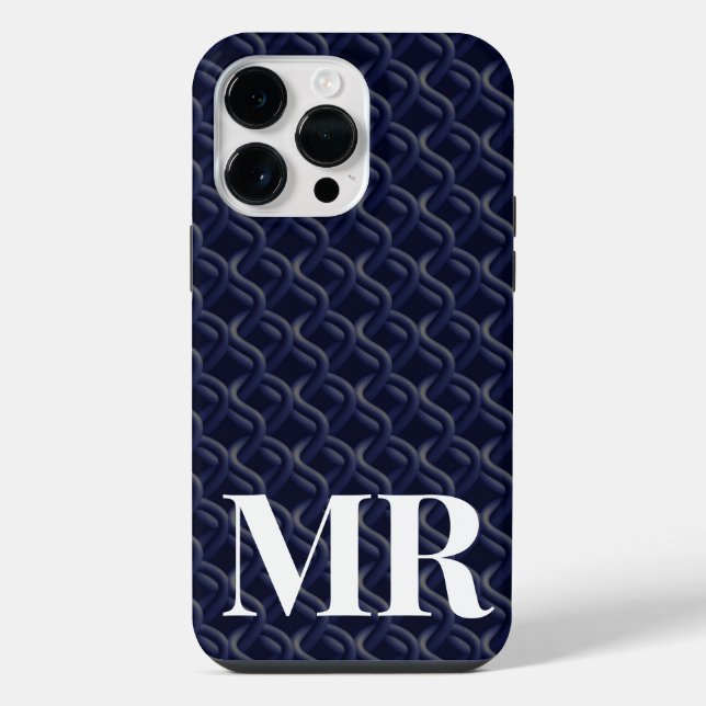 Custom Initial Large Modern Blue Lattice Rubber (Verso)